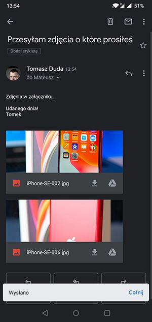 wiadomość wysłana