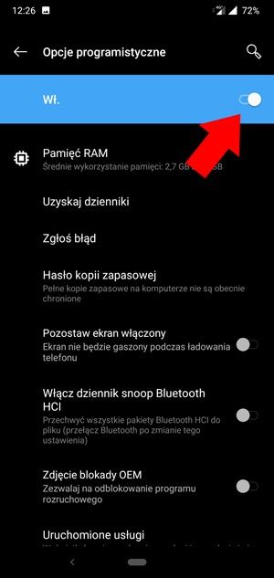 jak wyłączyć opcje programistyczne
