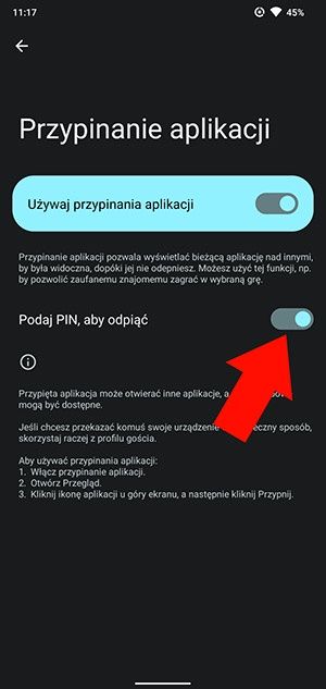 przypinanie aplikacji Android