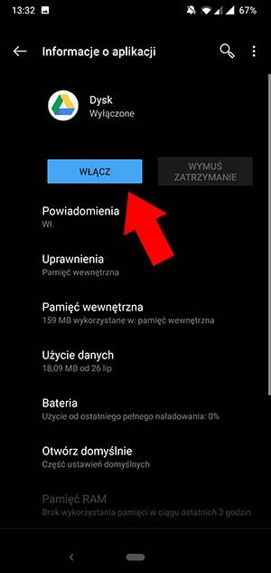 jak przywrócić wyłączoną aplikację w telefonie z Androidem