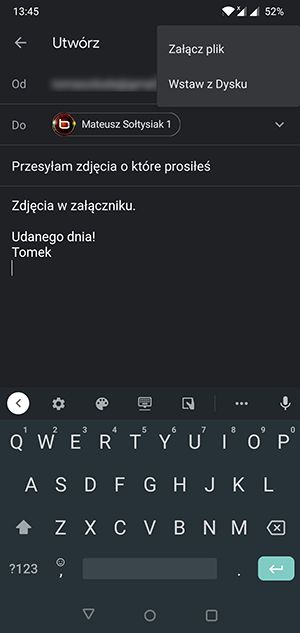 dotknij ikony spinacza
