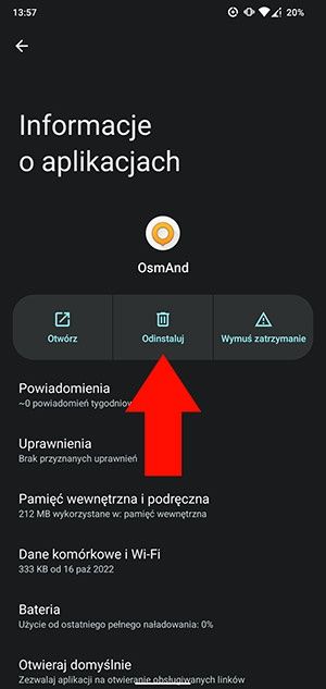 Usuwanie aplikacji z telefonu Android - sposób 2
