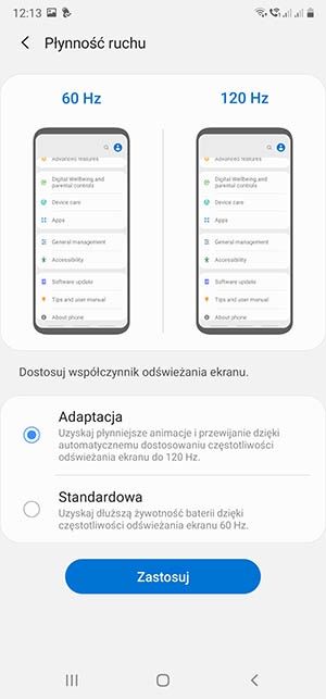 jak włączyć 120 Hz w smartfonie