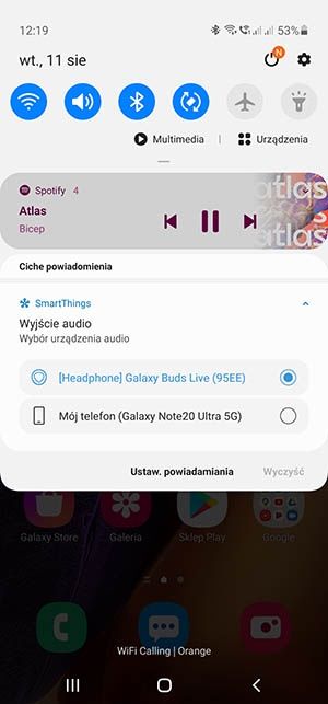 menu rozwijane One UI 2.5