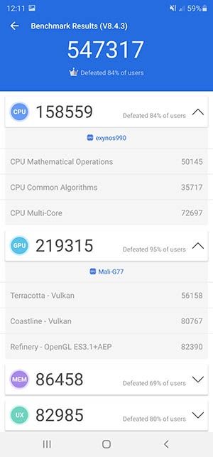 Galaxy Note 20 Ultra Antutu