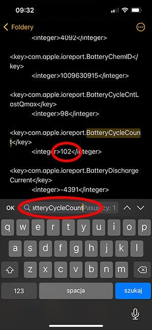 W polu wyszukiwania wpisz: BatteryCycleCount