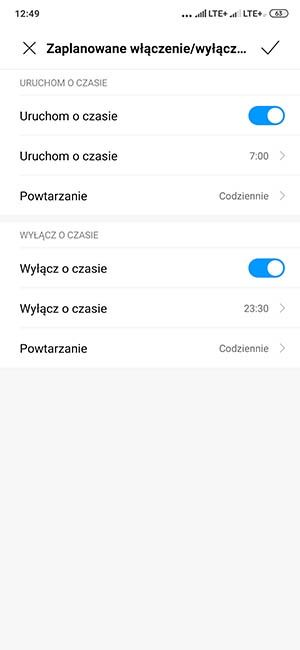automatyczne wyłączanie i włączanie