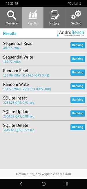 Galaxy M21 Androbench