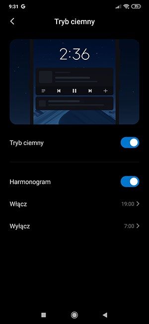 motyw ciemny Xiaomi
