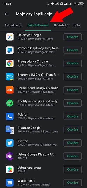 odinstalowanie aplikacji w sklepie Play 3