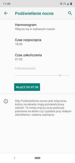 podświetlenie nocne