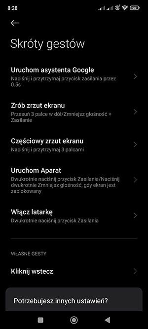 Skróty gestów