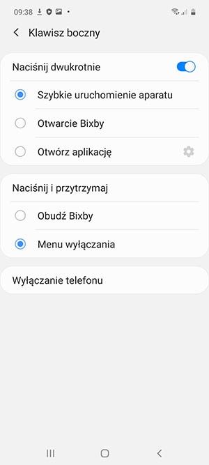 ustawienia przycisku bocznego