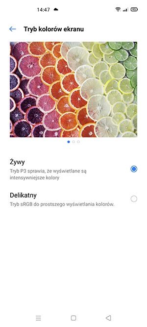 kolory wyświetlacza
