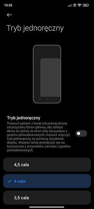 tryb jednoręczny