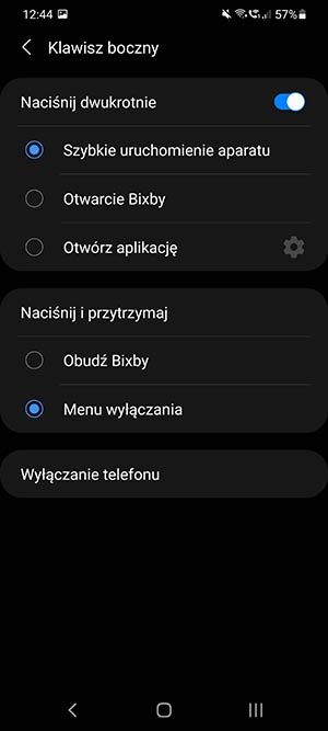 funkcje bocznego przycisku zasilania
