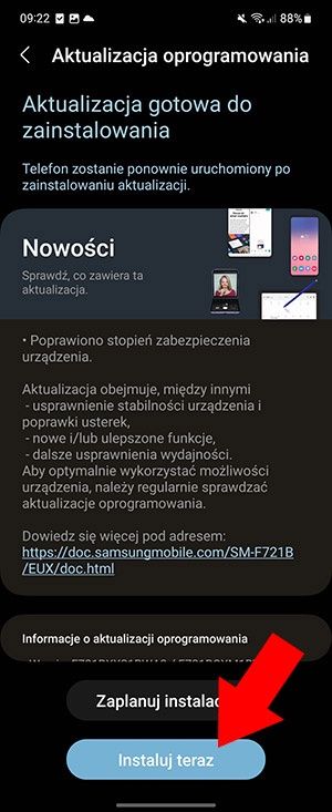 aktualizacja telefonu Samsung