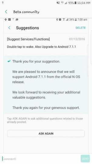 Galaxy S7 Android 7.1.1 beta