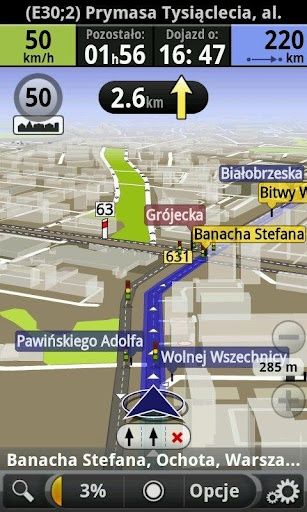 automapa android wygląd pion nawigacja