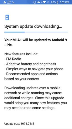 Xiaomi Mi A1 Android 9.0 Pie