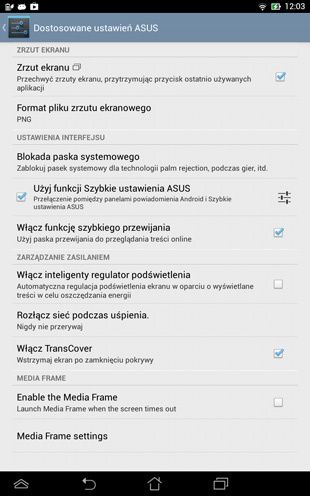 ASUS MeMO Pad HD 7 ustawienia