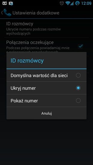 Android 4.3 ukryj numer