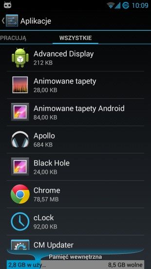 android lista aplikacji
