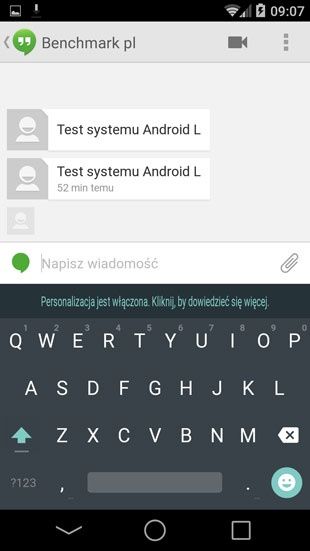 Android L - interfejs klawiatury