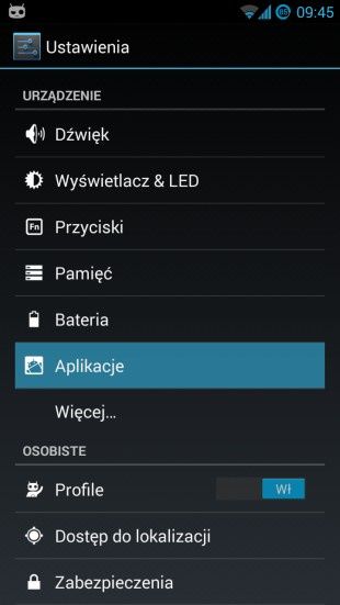 android ustawienia