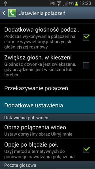 TouchWiz dodatkowe ustawienia