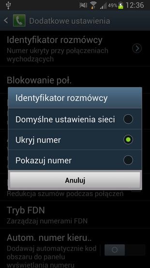 TouchWiz ukryj numer