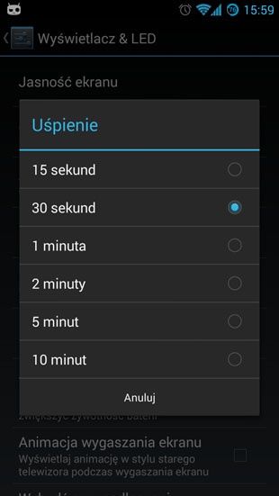 Czas wygaszania ekranu