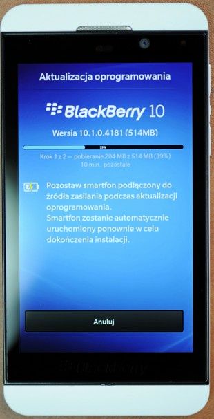 BlackBerry Z10 - aktualizacja