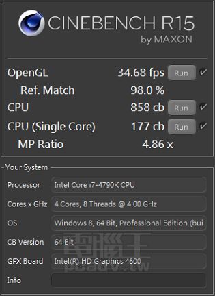 Intel Core i7-4790K - wydajność w Cinebench R15