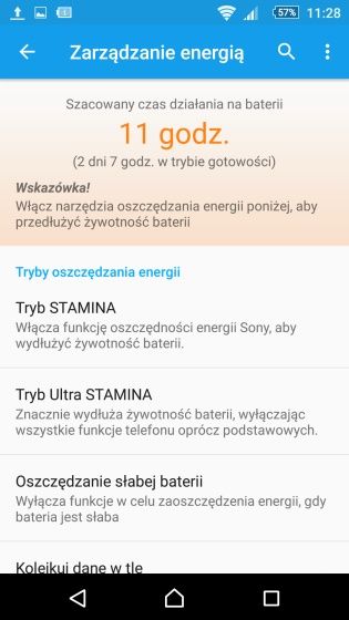 Sony Xperia M5 bateria zarządzanie