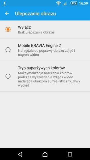 Sony Xperia M5 ekran ustawienia