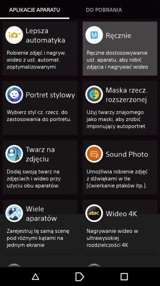 Xperia M5 aparat interfejs tryby
