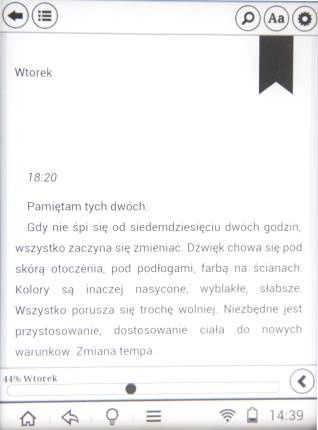dodatkowe opcje w Legimi z zaznaczoną zakładką