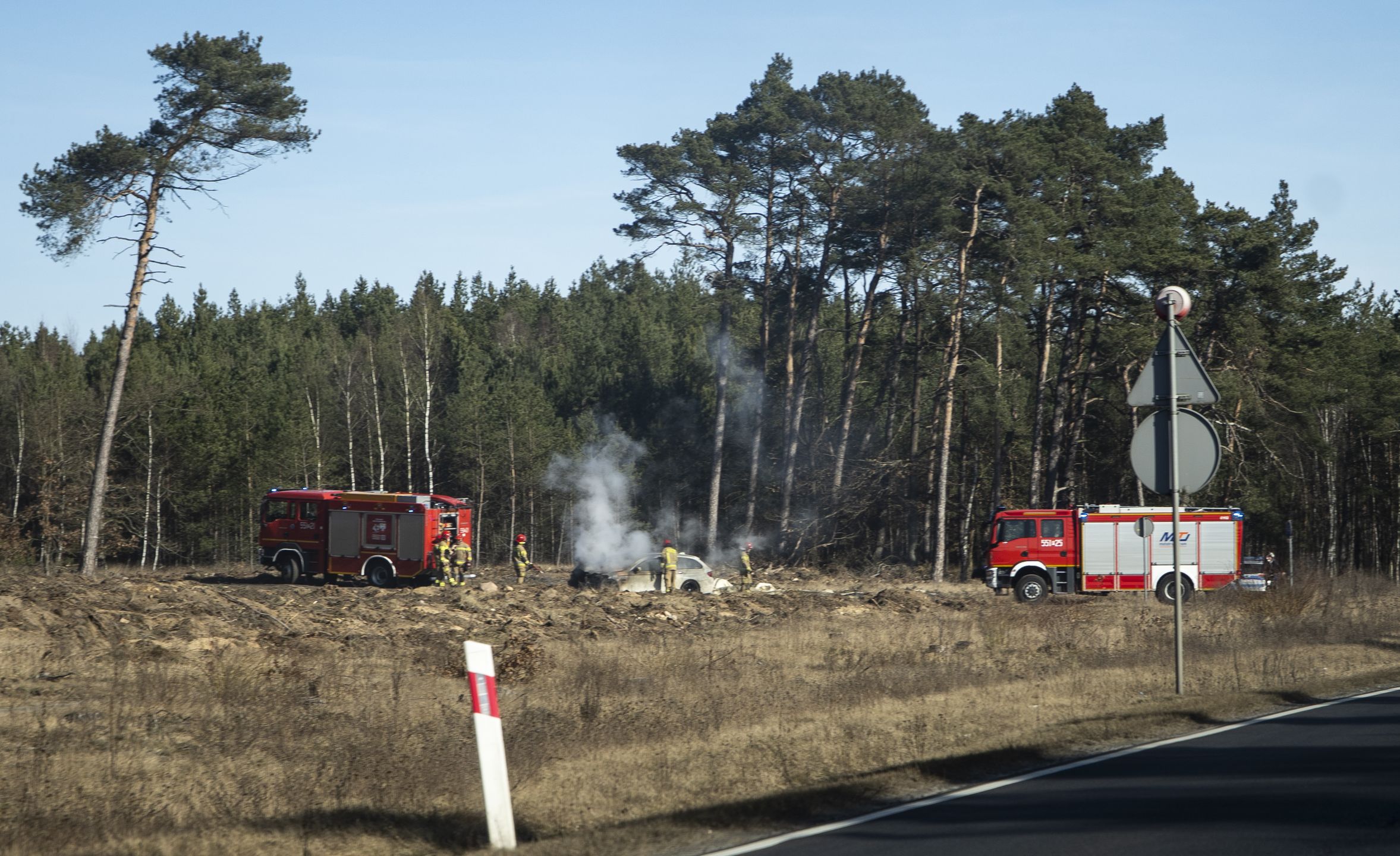 Pożar auta Piła - Dobrzyca