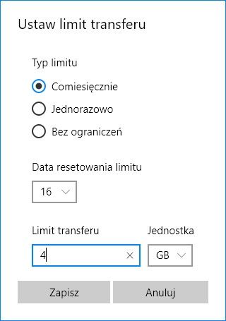 Windows 10 limit transferu