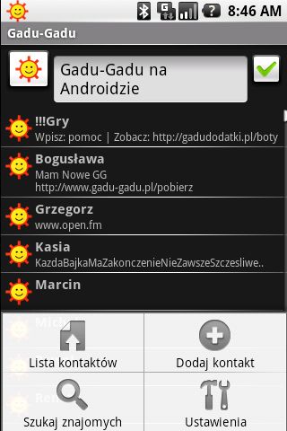 GG Android - lista kontaktów