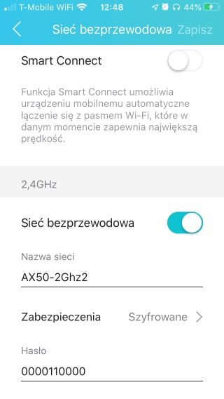 TP-Link Archer AX50 - Aplikacja Tether - Sieć bezprzewodowa