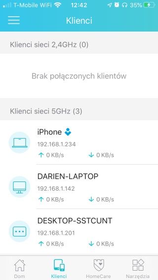 TP-Link Archer AX50 - Aplikacja Tether - Klienci