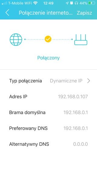 TP-Link Archer AX50 - Aplikacja Tether - Ustawienia połączenia z internetem