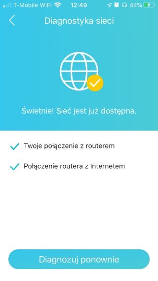 TP-Link Archer AX50 - Aplikacja Tether - Diagnostyka sieci