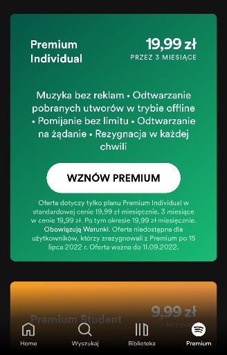 spotify premium plan indywidualny