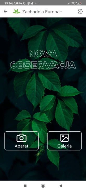 PlantNet wybór opcji