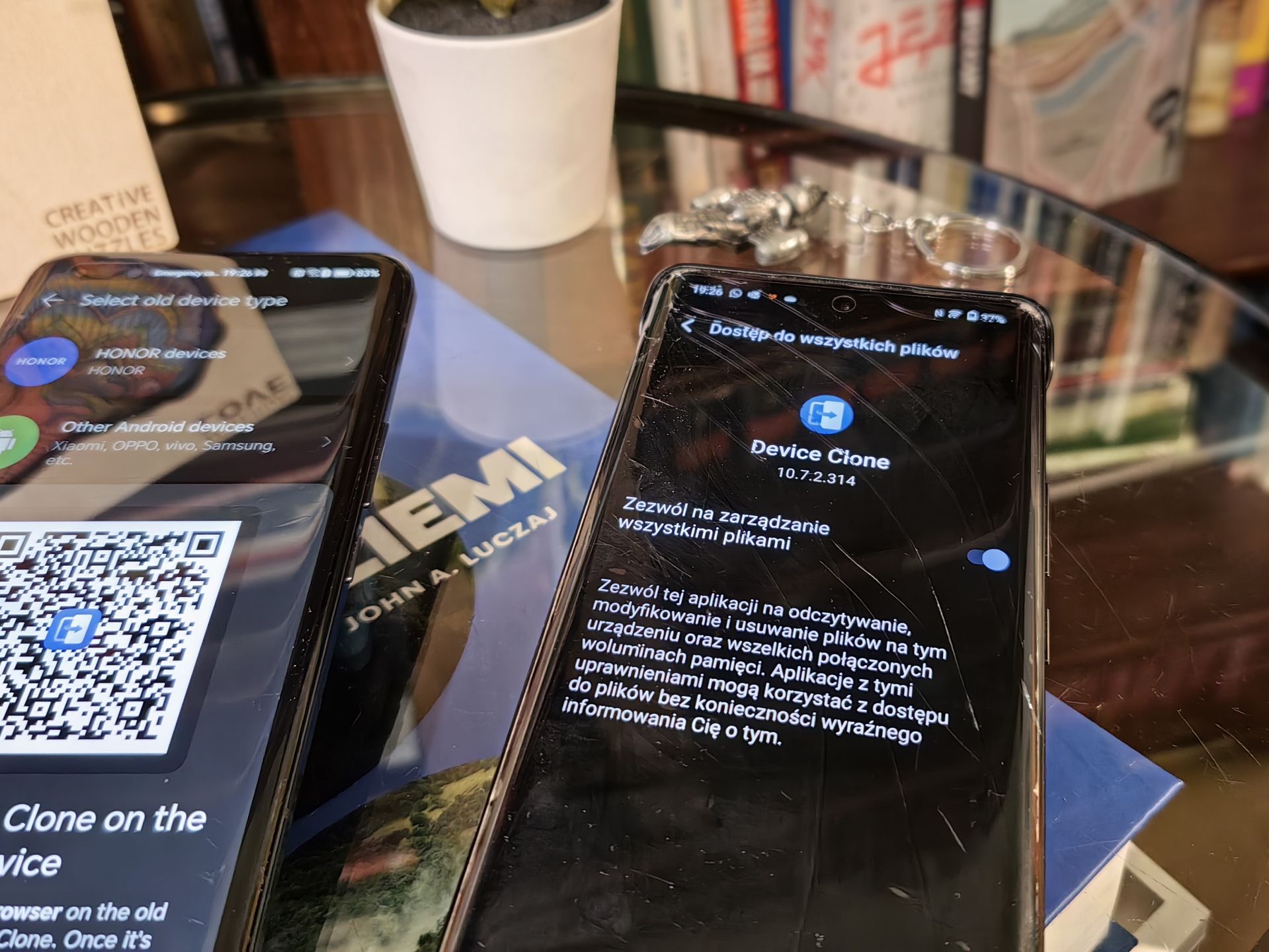 Przegrywanie danych na nowy telefon - zgoda na zarządzanie danymi