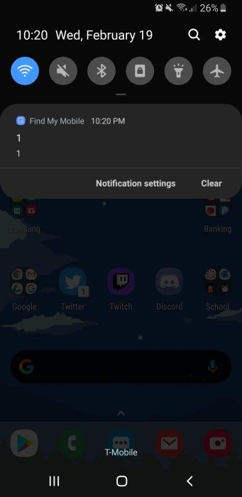 Samsung powiadomienie