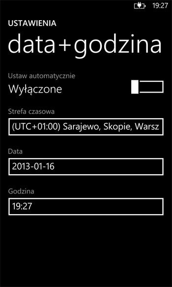 Ustawienia telefonu z WP8